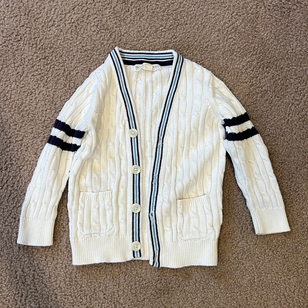 Boys White Button Down Sweater
